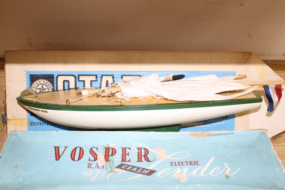 A boxed Star model pond yacht, a Tri-ang boxed Sailor Buoy table top yachting set, a Victory Industries plastic electric powered model